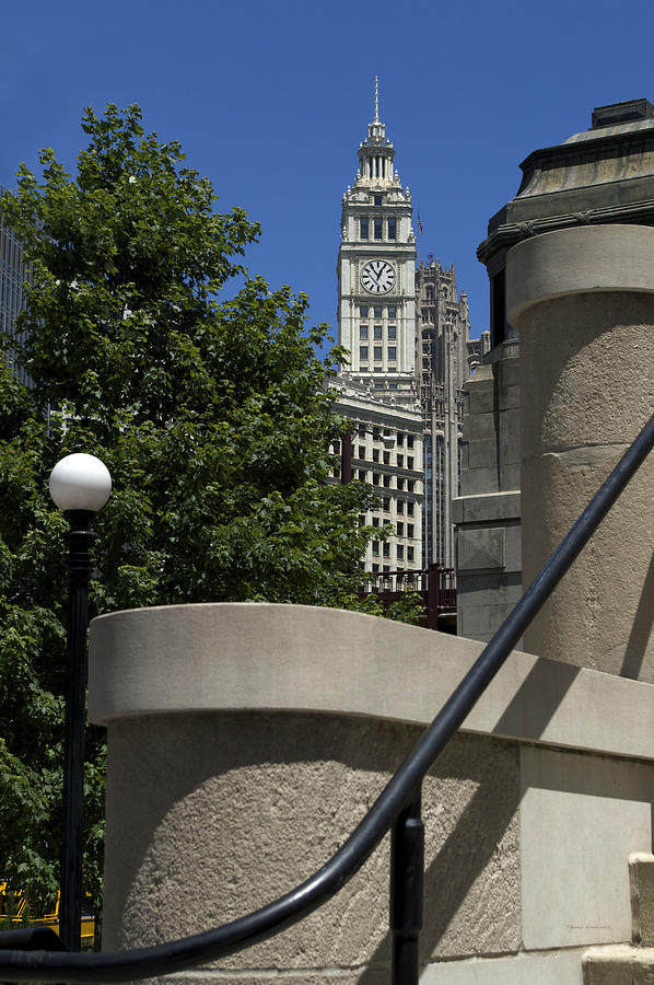Chicago River Walk Wrigley Clock Photograph by Thomas Woolworth