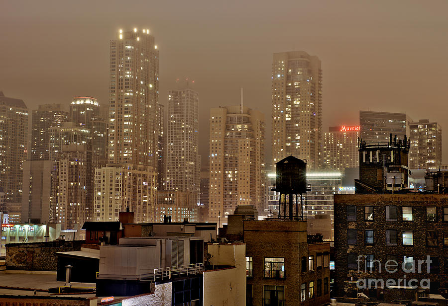 Chicago Rooftops in Fog Photograph by Brett Maniscalco