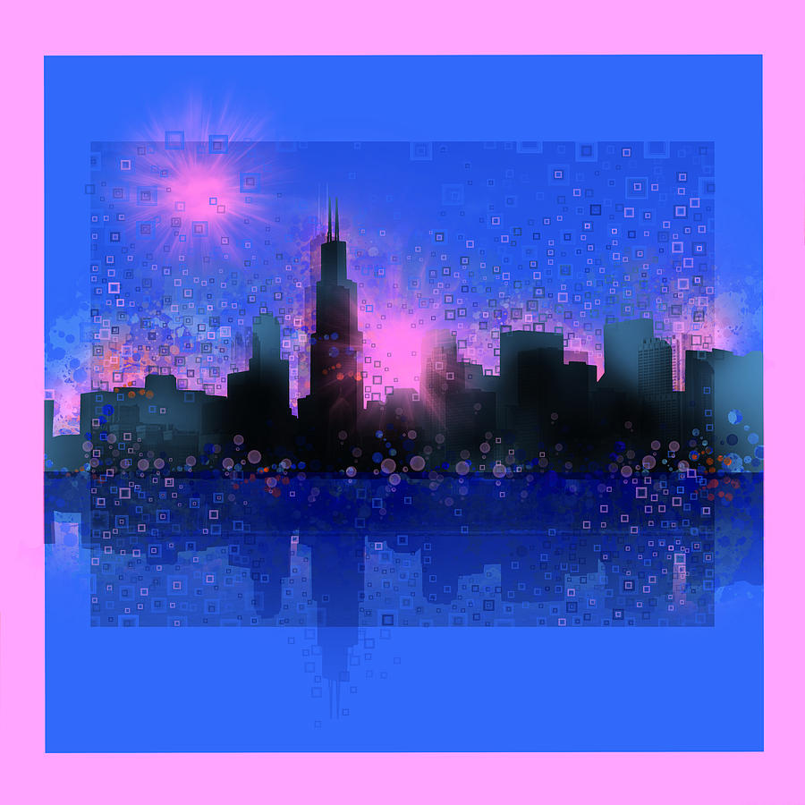 Chicago Skyline Painting - Chicago Skyline Abstract 5 by Bekim M