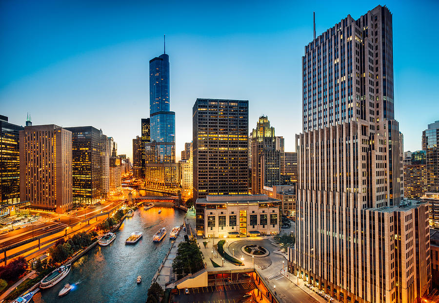 Chicago Skyline Aerial View Photograph by Ferrantraite