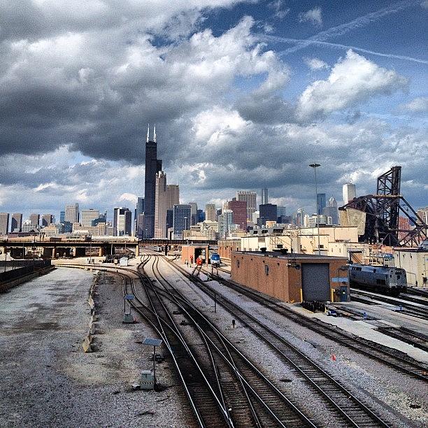 Chicago Skyline Amtrak Fueling Station Photograph by Art Rummery