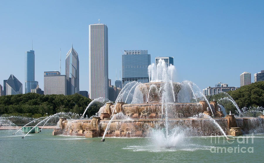 Chicago Skyline and Fountain Photograph by Ann Horn