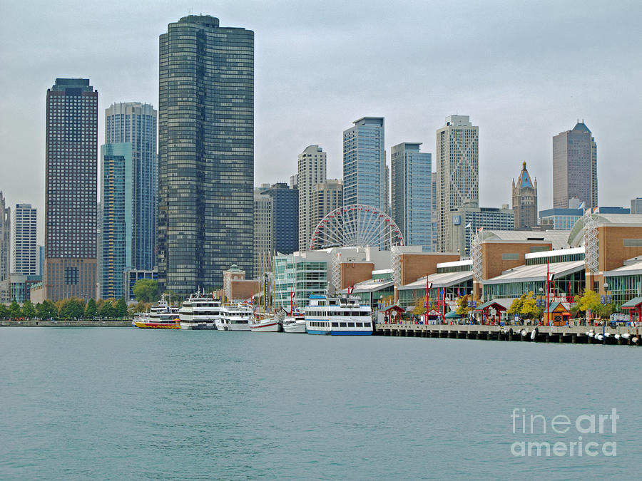 Chicago Skyline and Navy Pier Photograph by Ann Horn