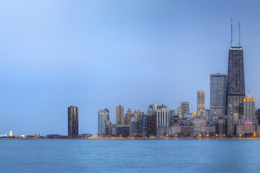 Chicago Skyline Photograph - Chicago Skyline and Navy Pier by Shawn Everhart