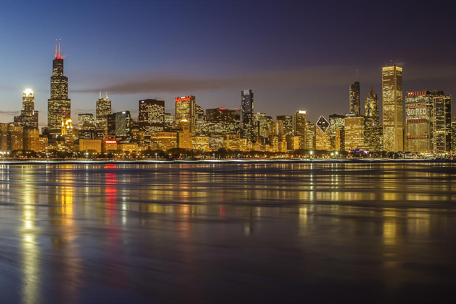 Chicago Photograph - Chicago Skyline and reflections by Sven Brogren