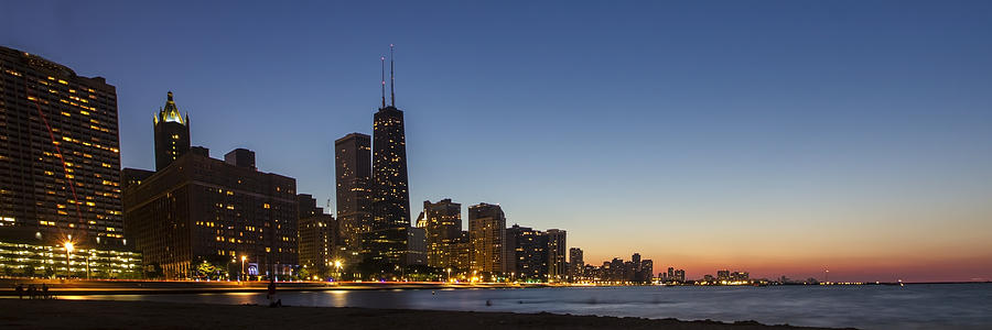 Chicago Skyline at dusk 3 to1 aspect ratio Photograph by Sven Brogren