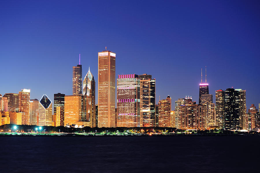 Chicago skyline at dusk Photograph by Songquan Deng