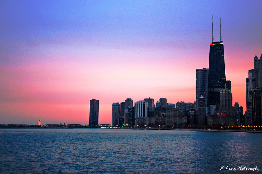 Chicago skyline at Lake Michigan Photograph by Ken Arcia