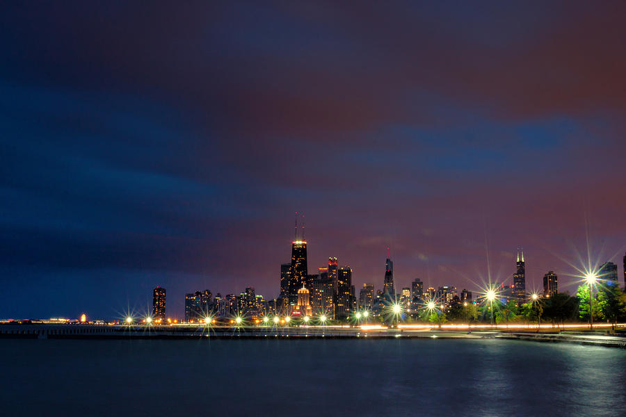 Chicago Skyline at Night Photograph by Lauri Novak