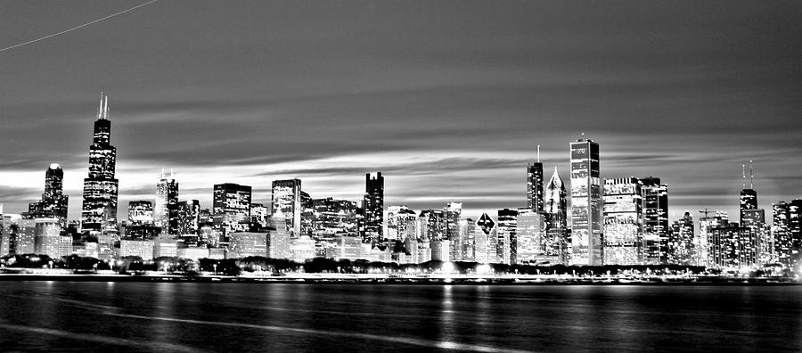 Chicago Skyline B W Photograph By Abby D Santiago - Fine Art America