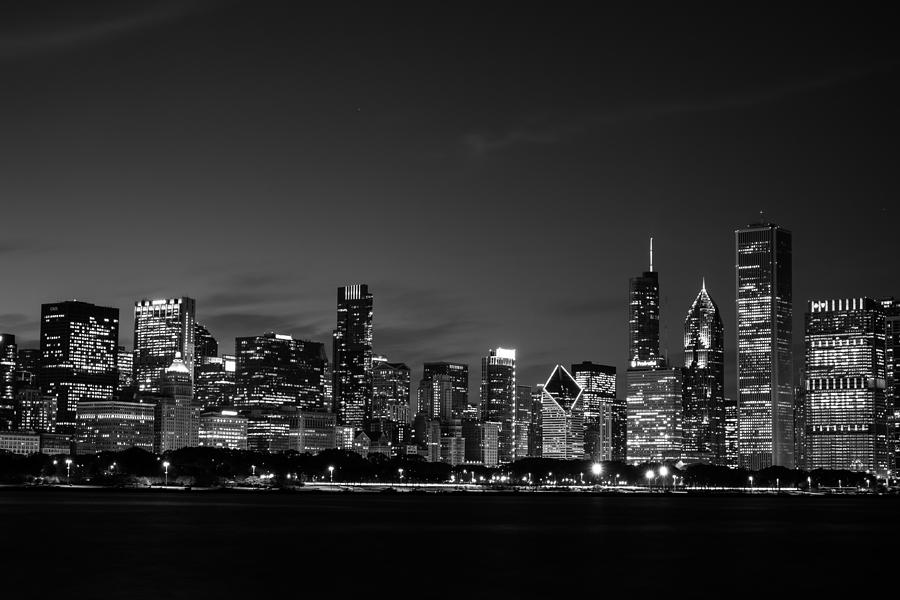 Chicago Skyline Black and White Photograph by John McArthur - Pixels