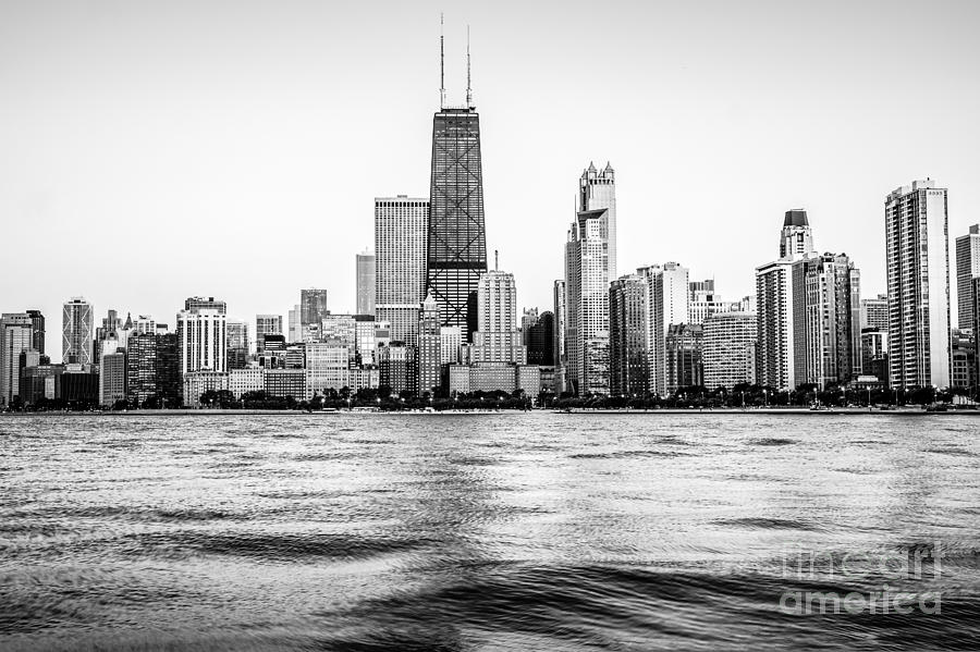 Chicago Skyline Hancock Building Black and White Photo Photograph by Paul Velgos