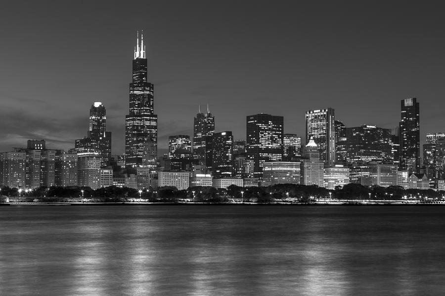 Chicago Skyline in Black and White  Photograph by John McGraw