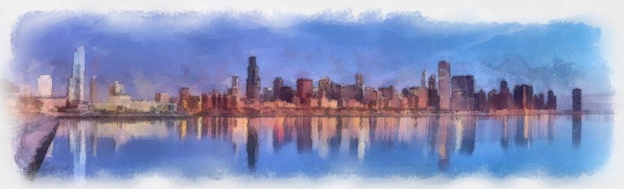 Chicago Skyline Painting by Maciek Froncisz
