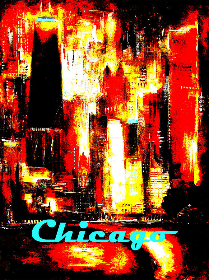 Chicago Skyline Poster - Red Hot Chicago Painting by Kathleen Patrick ...