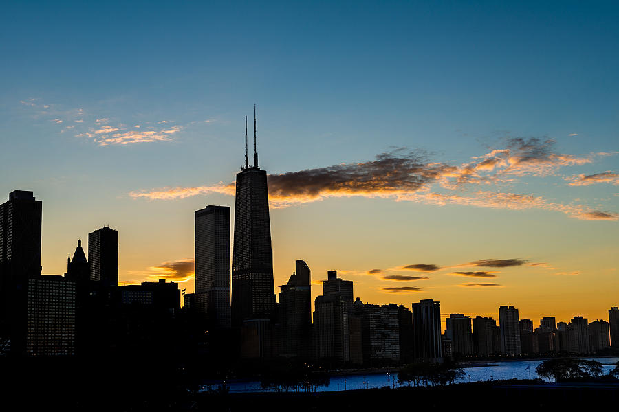 Chicago Skyline Silhouette Photograph by Steve Gadomski