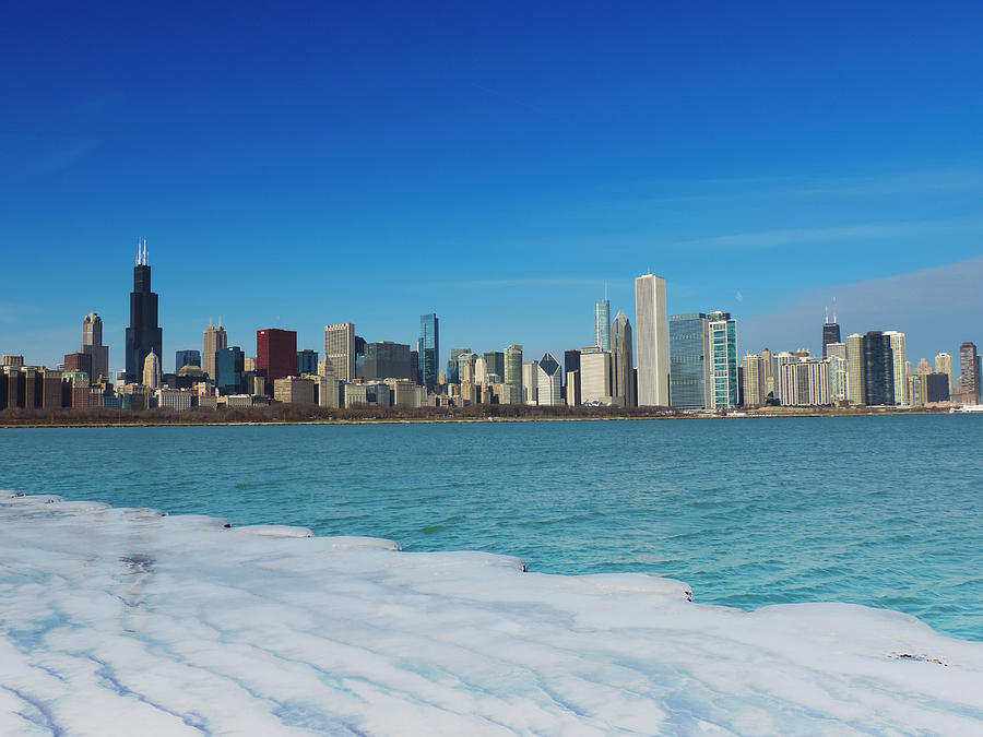 Chicago Skyline with Ice from Adler Planetarium Photograph by Cityscape ...