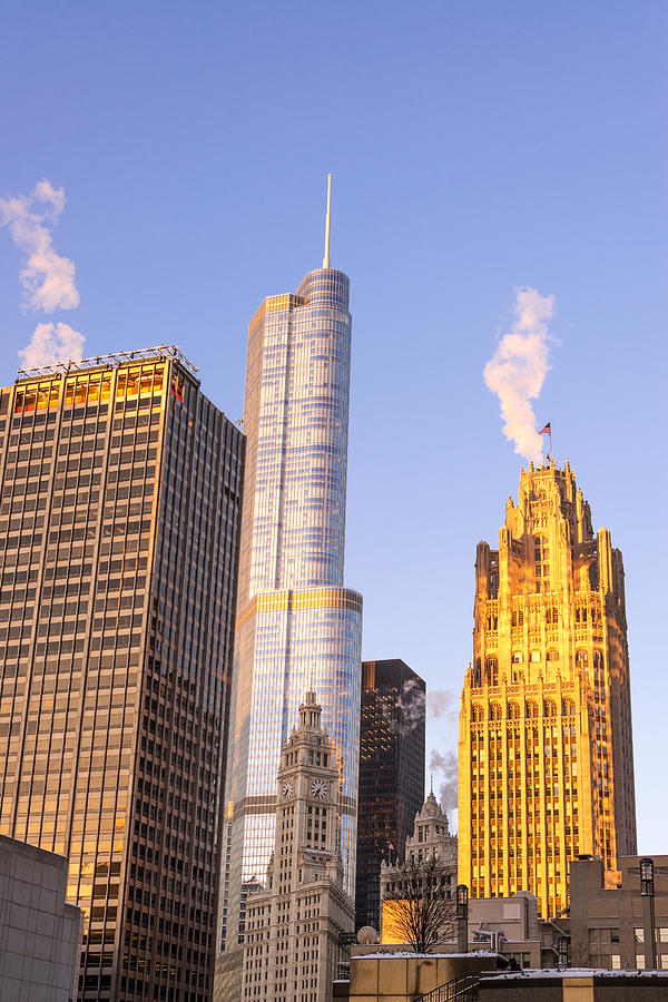 purple lights skyscraper chicago