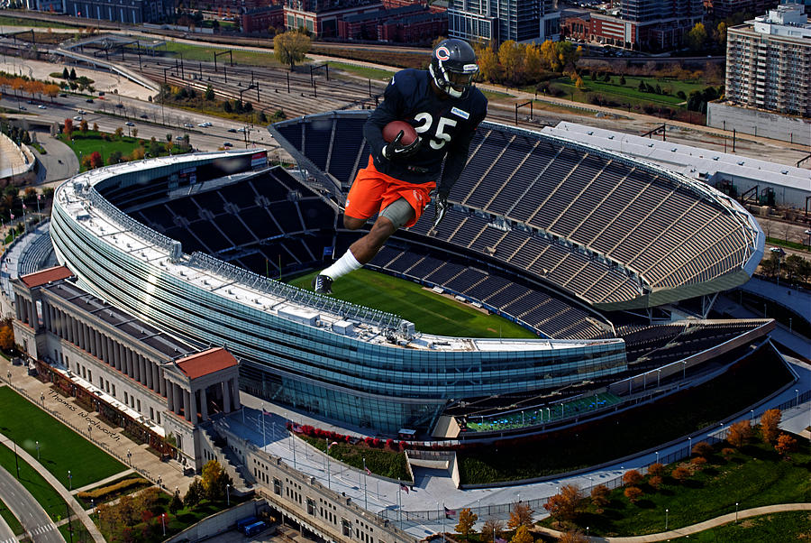 Chicago Soldier Field RB KaDeem Carey Cutout Photograph by Thomas Woolworth