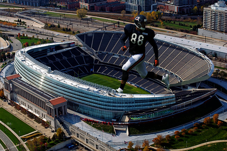 Chicago Soldier Field TE Dante Rosario Cutout Photograph by Thomas Woolworth
