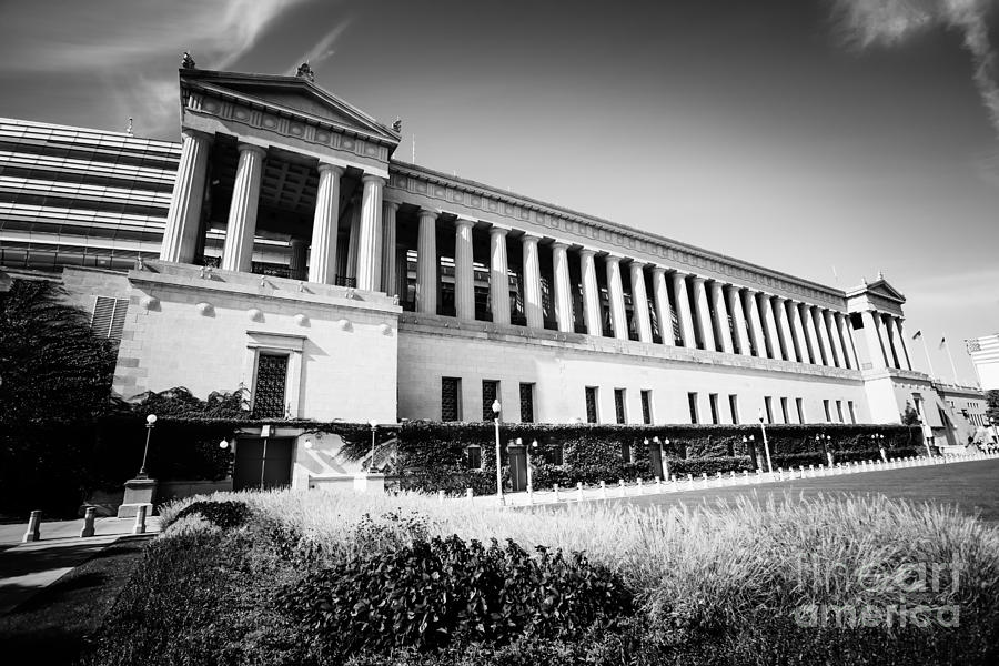 Greek Photograph - Chicago Solider Field Black and White Picture by Paul Velgos
