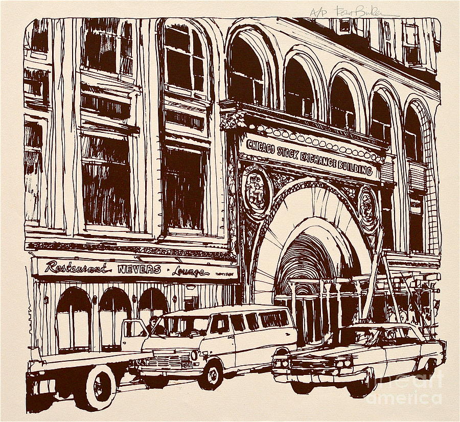 Chicago Stock Exchange Building Drawing by Robert Birkenes