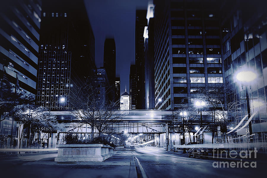 Chicago Street Scene Night Photograph by Brett Maniscalco