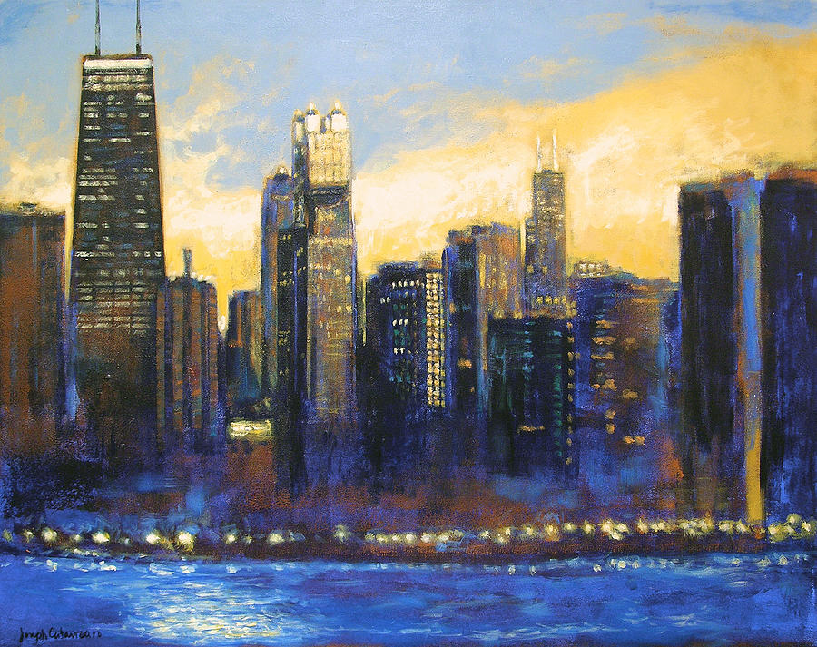 Chicago Sunset Looking South Painting by Joseph Catanzaro