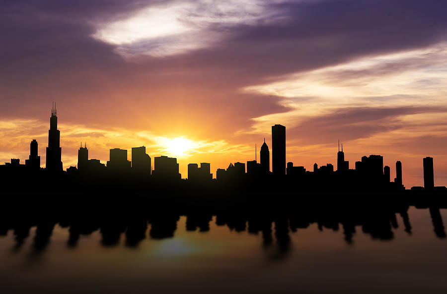 Chicago Sunset Skyline Photograph