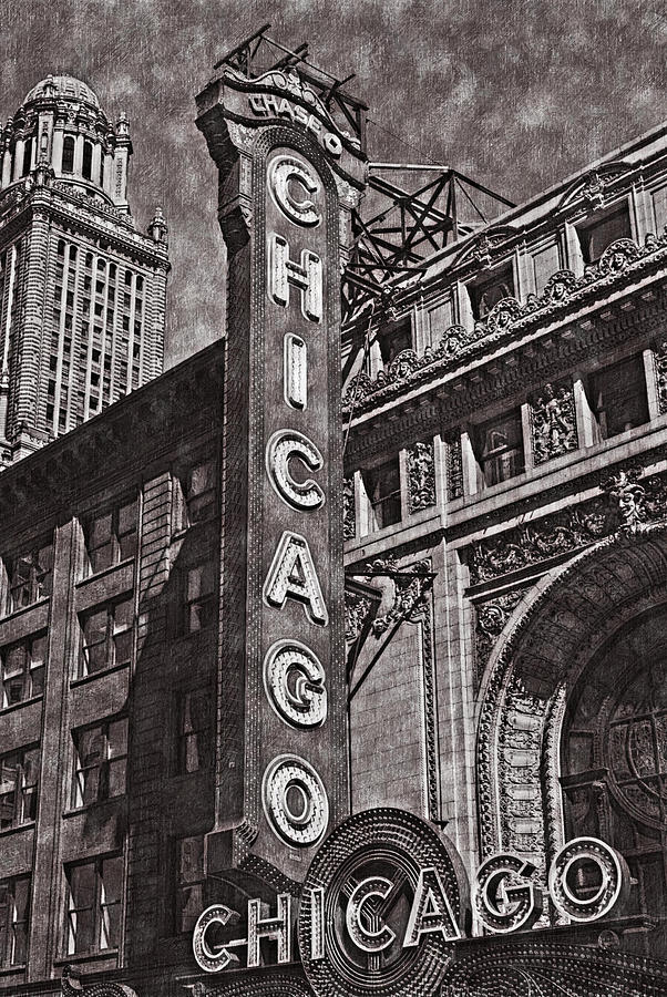 Chicago Theater 5577 Classic Drawing Hp Digital Art