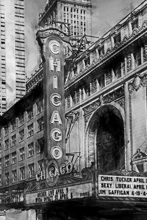 Chicago Theater 5599 Rough Charcoal Sketch Hp Digital Art