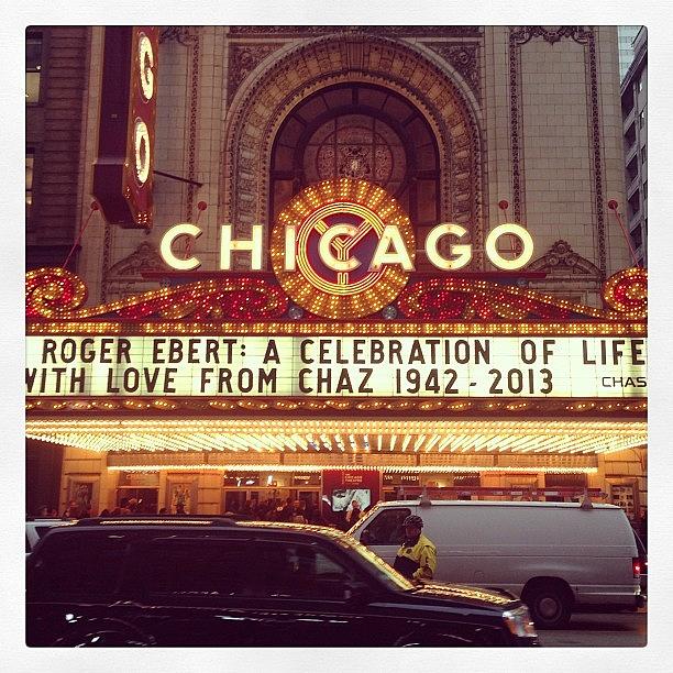 Chicago Photograph - Chicago Theater Roger Ebert Marquee by Benjy Lipsman