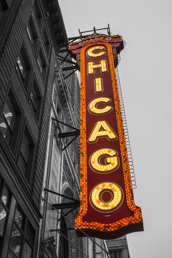 Chicago Theater Selective Color Photograph by Josh Bryant