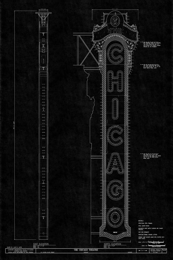 Chicago Theatre Blueprint 3 Photograph by Andrew Fare