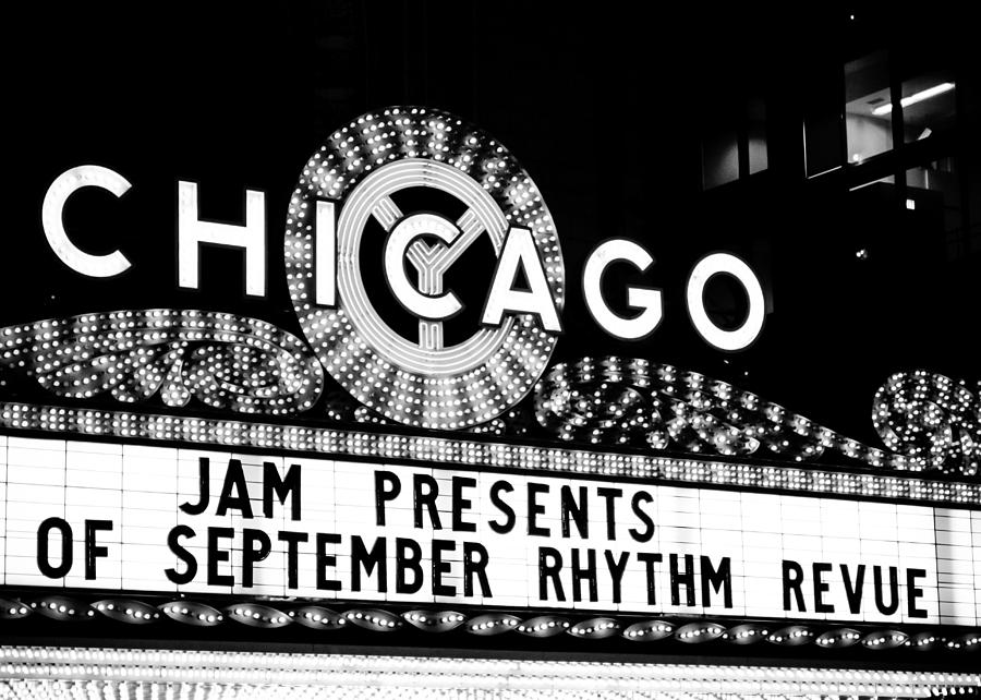Chicago Theatre in Black and White Photograph by Anthony Doudt