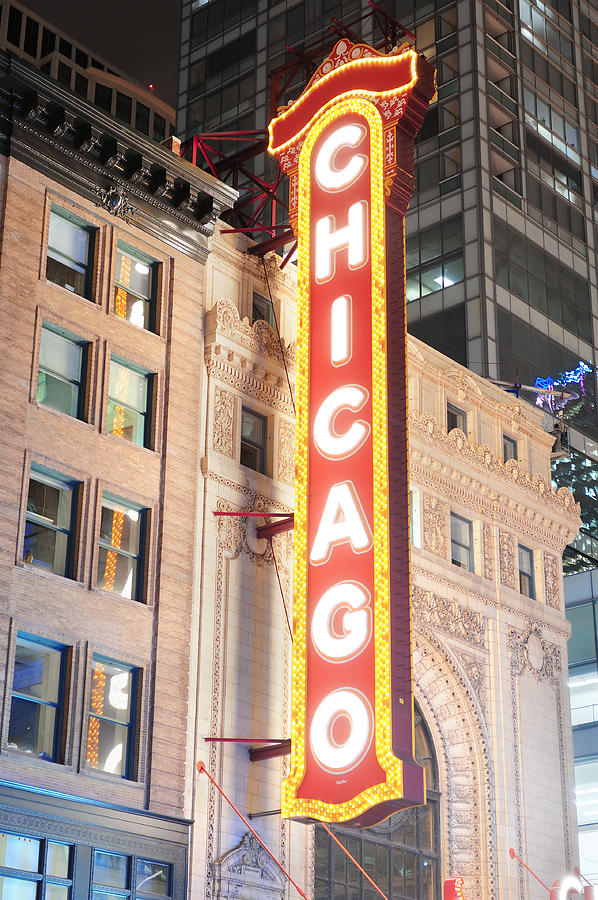 Chicago Theatre night view Photograph by Songquan Deng
