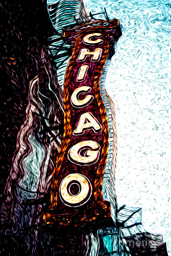 Chicago Photograph - Chicago Theatre Sign Digital Art by Paul Velgos