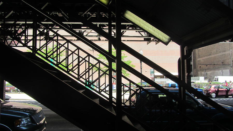 Chicago Under the L Stair Silhouette  Photograph by Anita Burgermeister