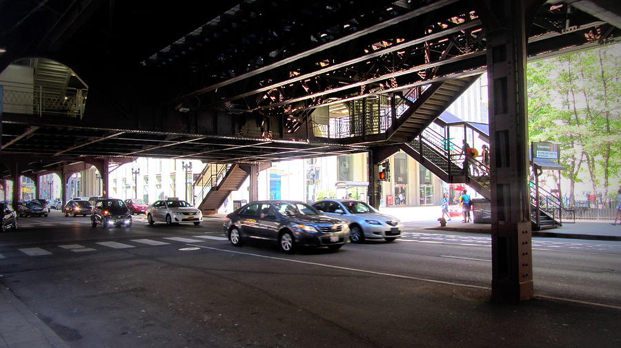 Chicago Under the L Tracks Traffic Photograph by Anita Burgermeister