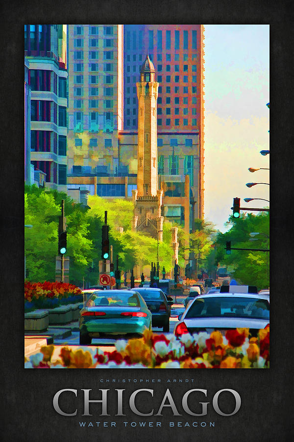 Chicago Water Tower Beacon Poster Painting by Christopher Arndt
