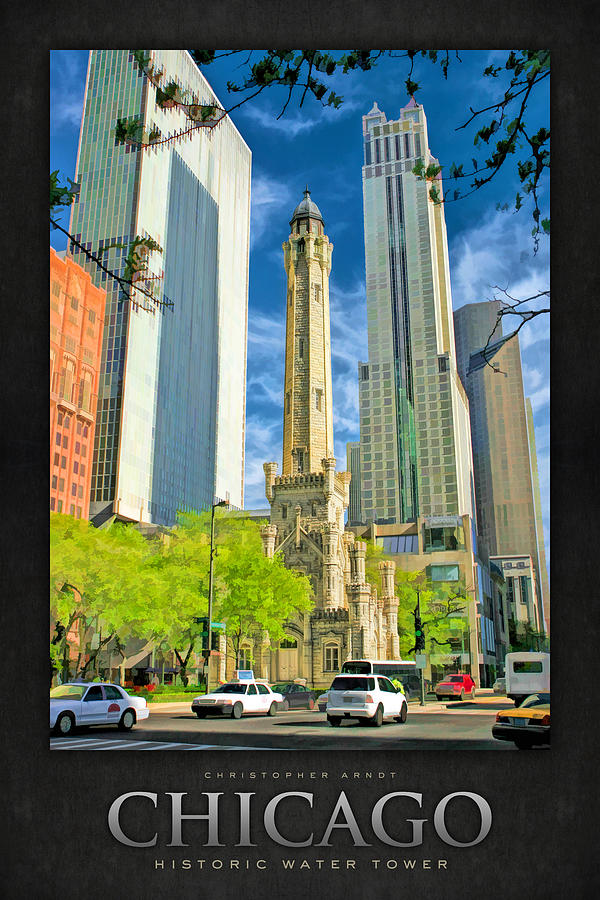 Chicago Water Tower Shopping Poster Painting by Christopher Arndt