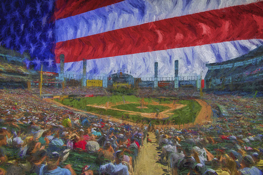 Chicago White Sox US Cellular Field Flag Digitally Painted  Photograph by David Haskett II