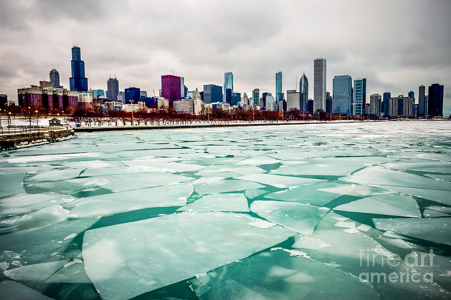 Chicago Photograph - Chicago Winter Skyline by Paul Velgos