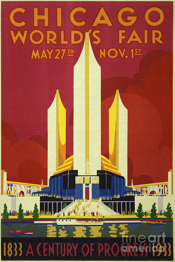 Chicago world fair a century of progress expo poster  1933 Painting by Vintage Collectables