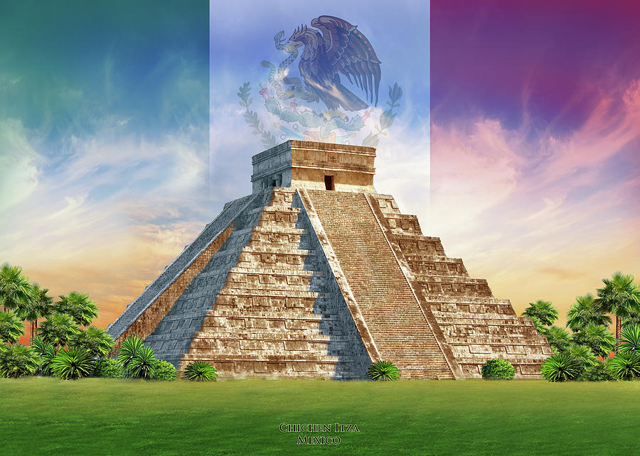 Mayan Painting - Chichen Itza by MGL Meiklejohn Graphics Licensing