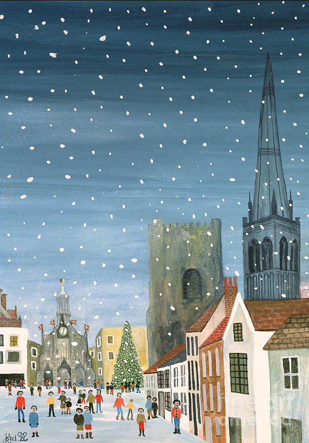 Chichester Cathedral A Snow Scene Painting by Judy Joel