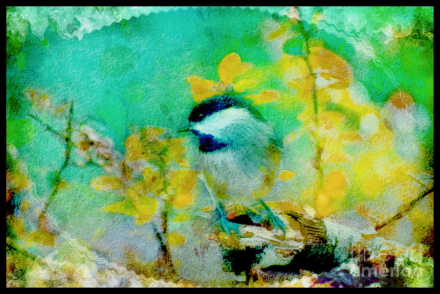 Chickadee and the Hiding Caterpillar - Digital Paint 5 Photograph by Debbie Portwood