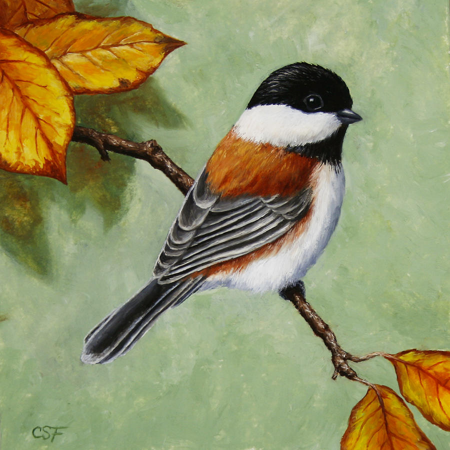 Chickadee - Autumn Charm Painting by Crista Forest