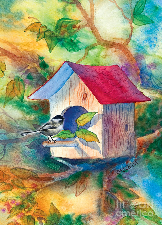 Chickadee Bungalow Painting by Teresa Ascone