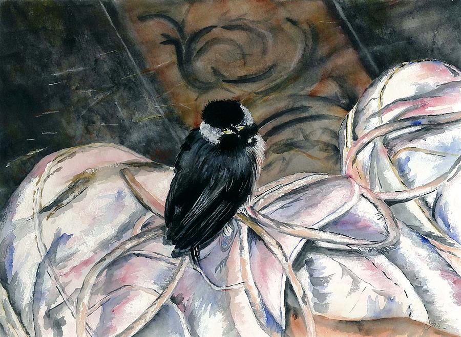 Bird Painting - Chickadee on a Sneaker by Judith Rice
